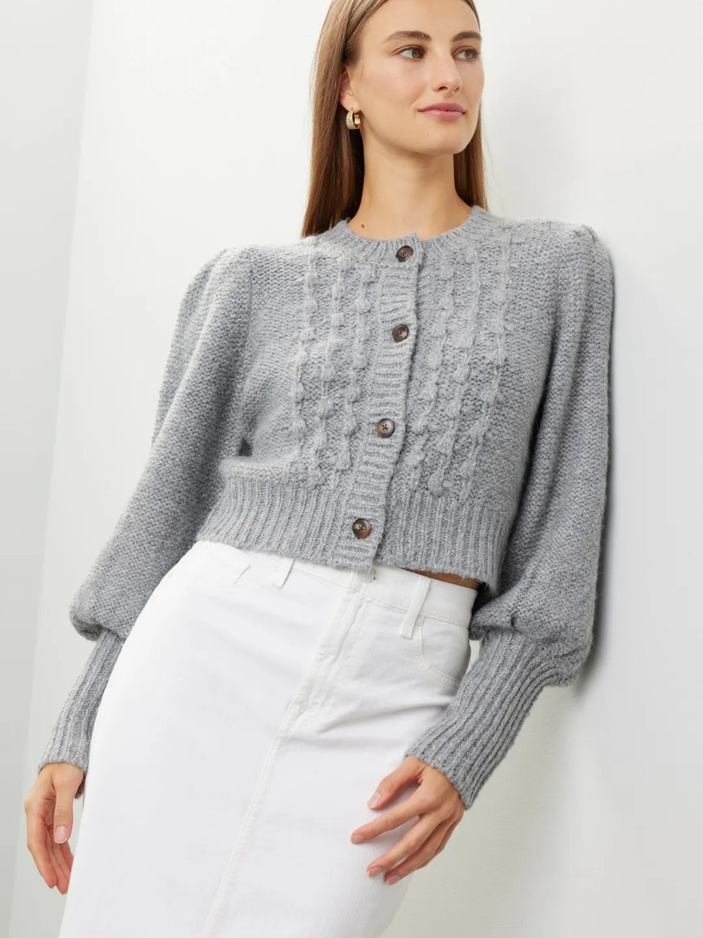 Toccin Gray Knit Cardigan Sweater
